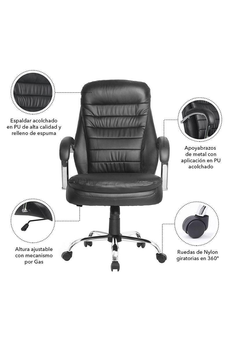 Silla Oficina Acolchada Apoyabrazo Negro-4