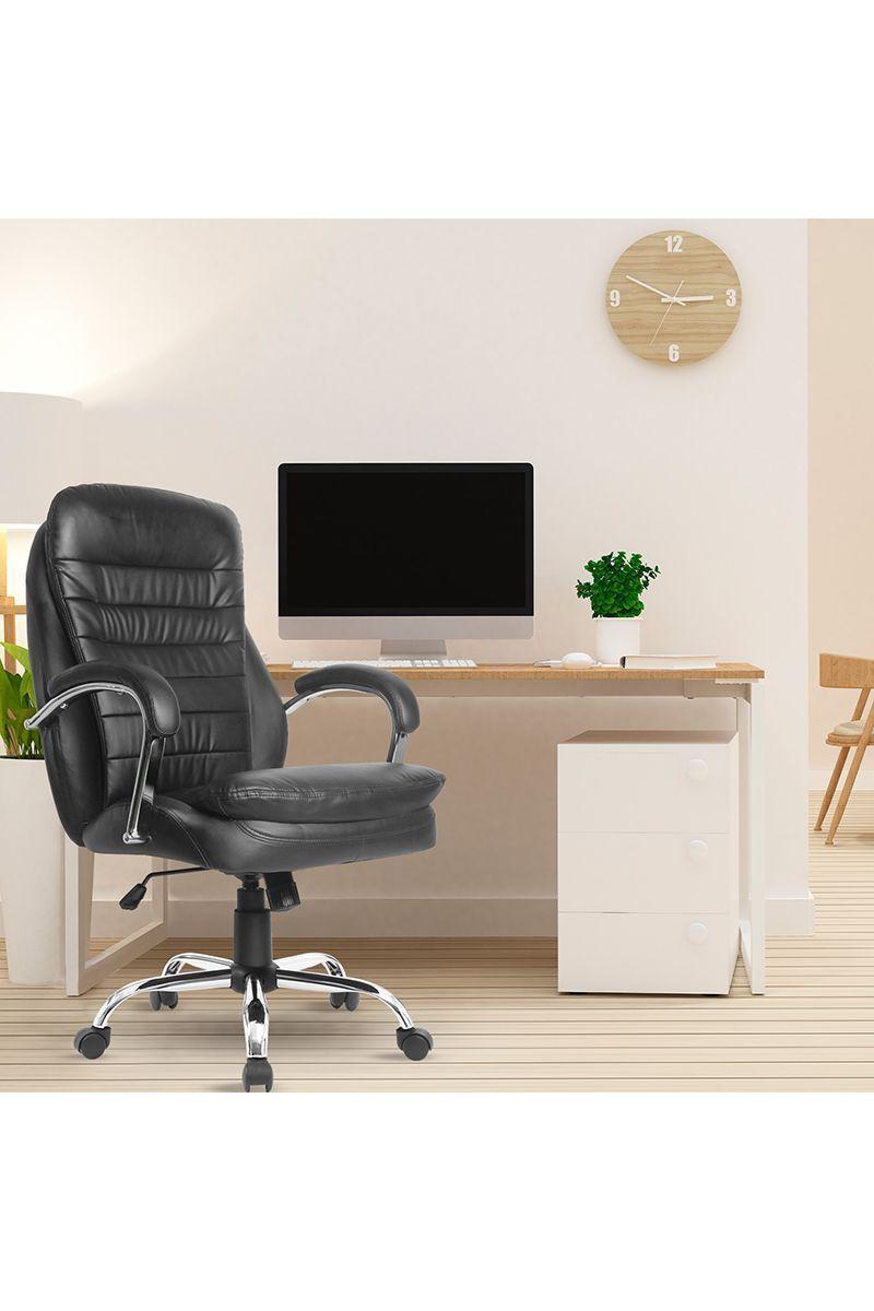 Silla Oficina Acolchada Apoyabrazo Negro-5