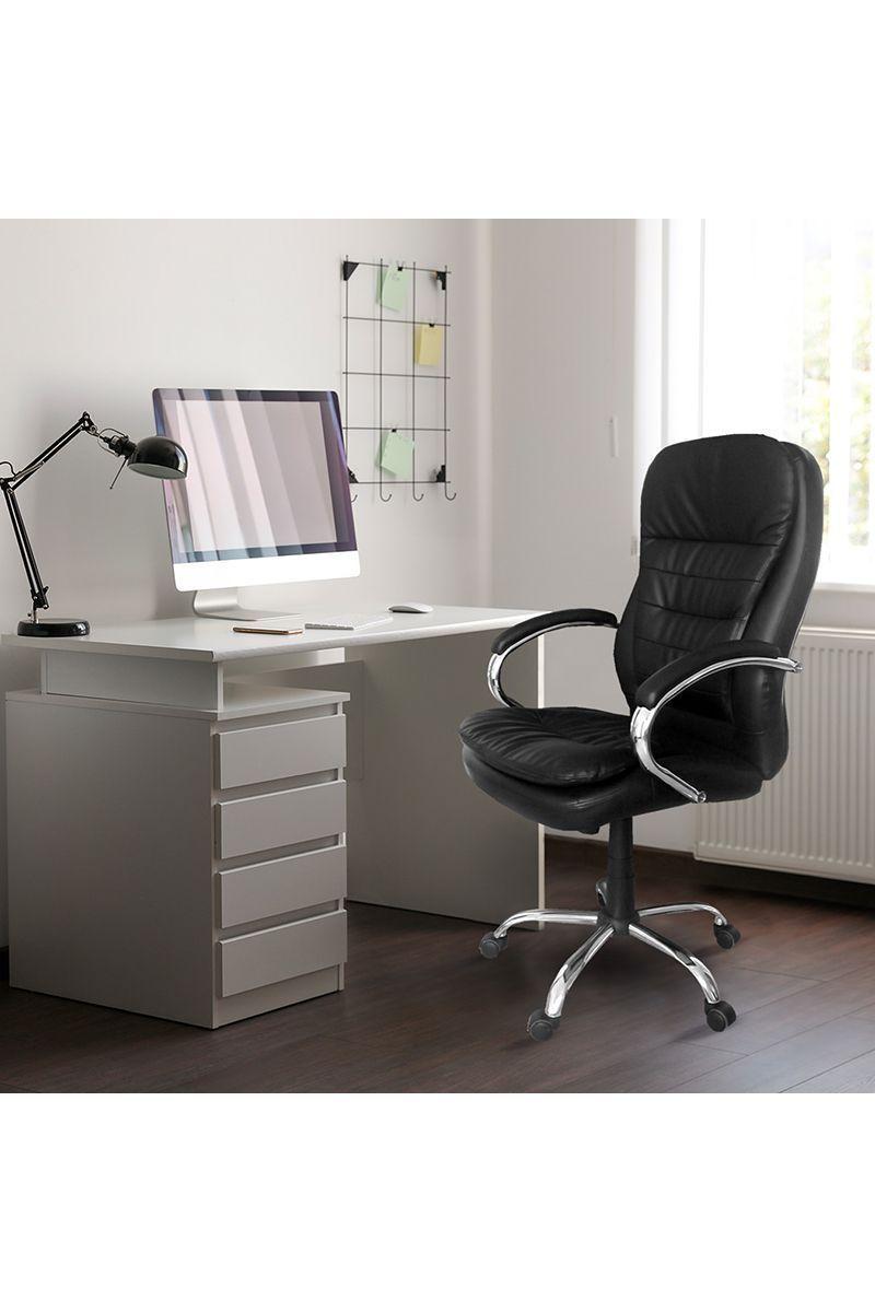 Silla Oficina Acolchada Apoyabrazo Negro-1