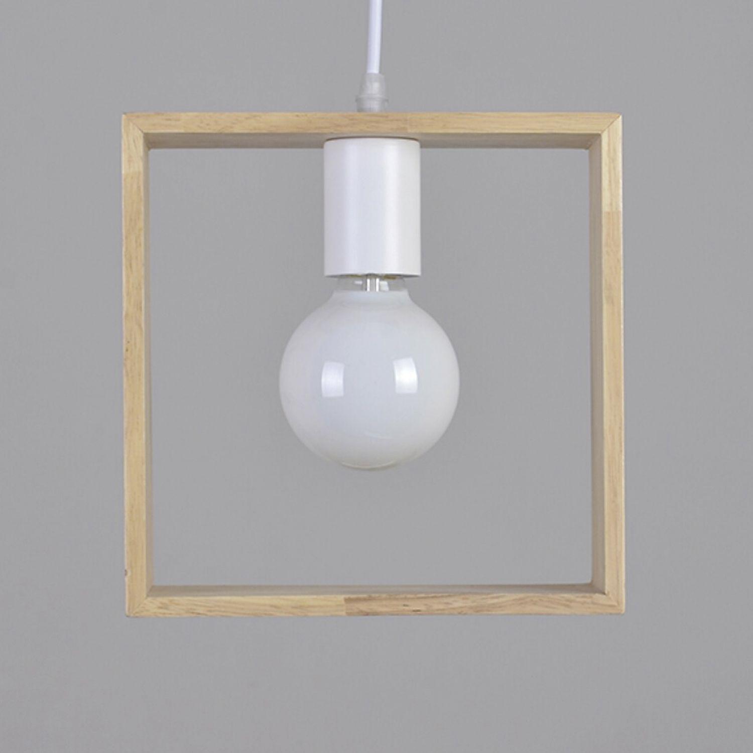 Lámpara Colgante de Madera Decorativa Cuadrada E-27-5