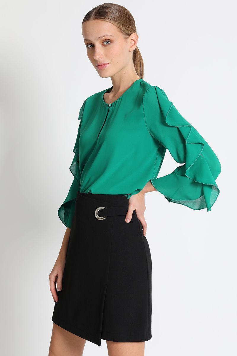 Blusa Redondo Liso Verde Liola-2