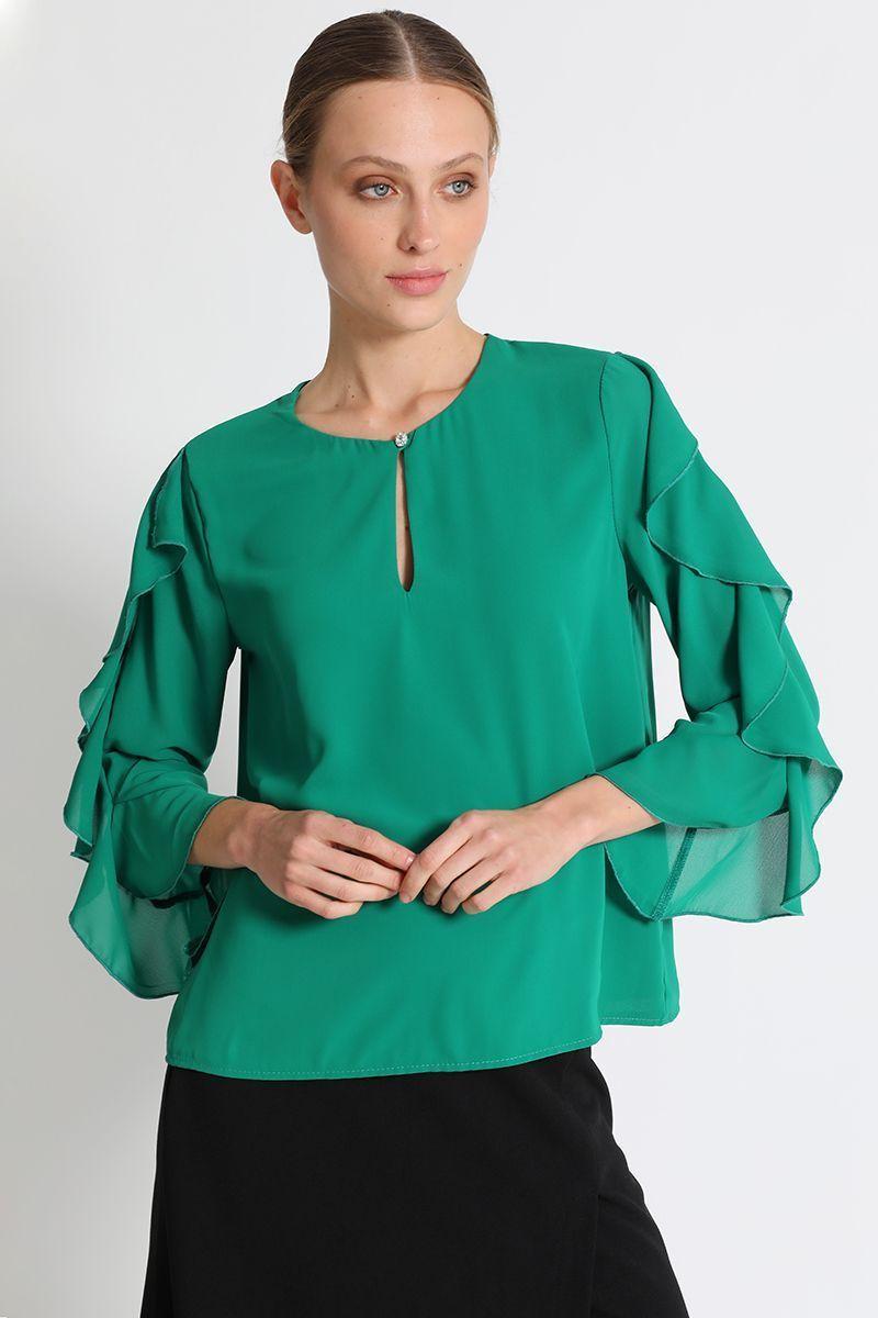 Blusa Redondo Liso Verde Liola-4
