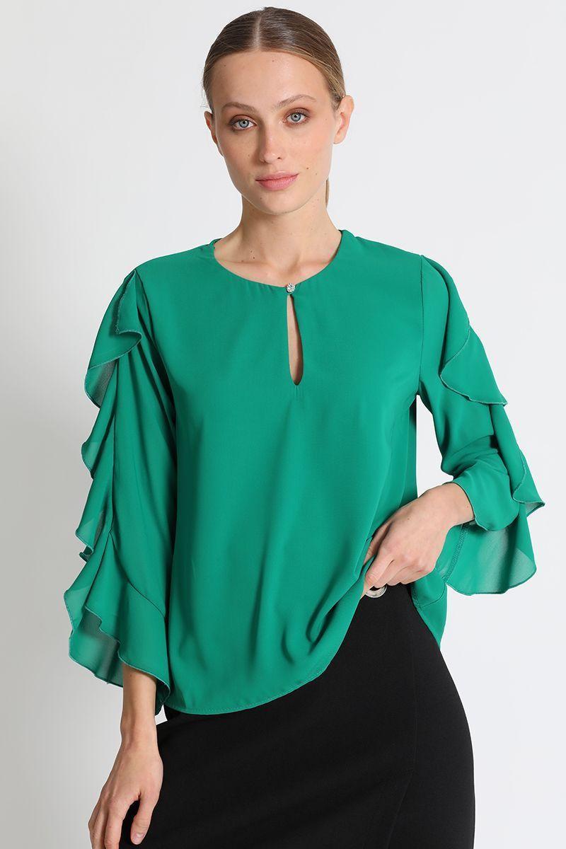 Blusa Redondo Liso Verde Liola-3
