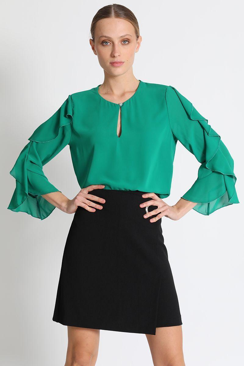 Blusa Redondo Liso Verde Liola-0