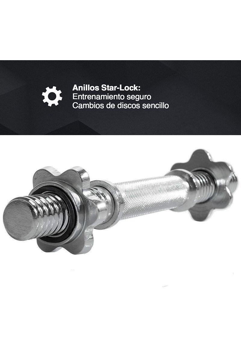 Pack Mancuerna 40 cm + 4 Discos Cemento Rojo-3