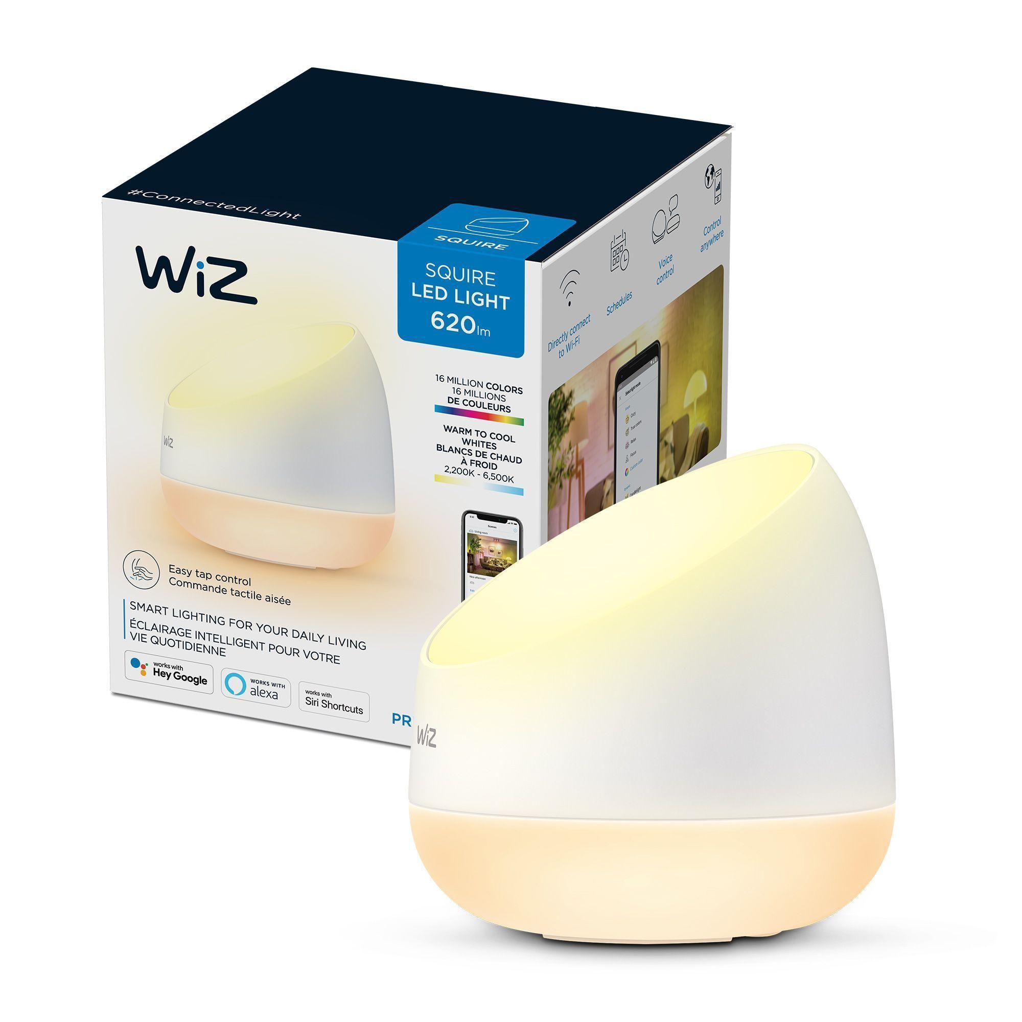 Lámpara De Mesa Smart LED WiZ Squire Wi-Fi colores Dual Zona Google Alexa Matter-0