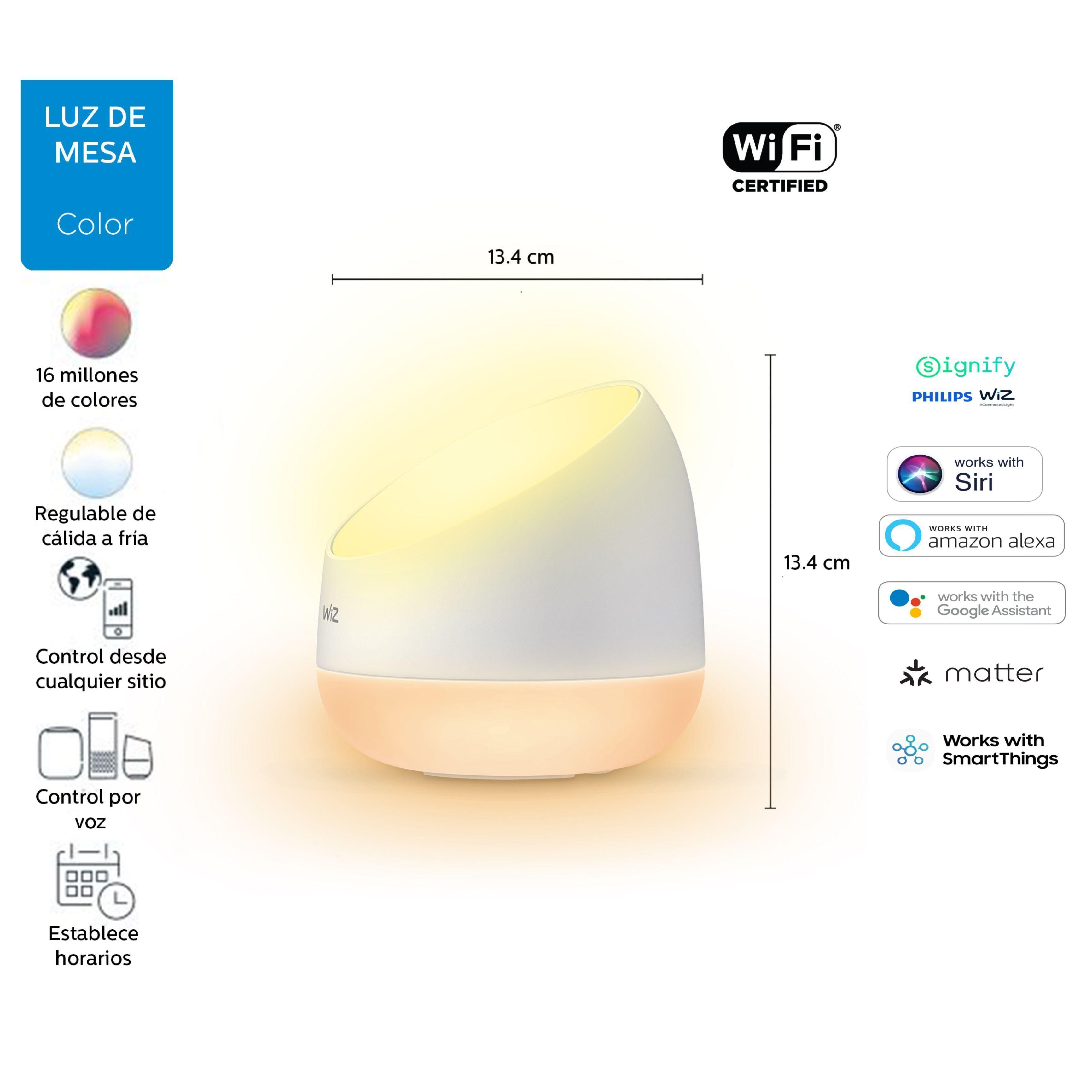 Lámpara De Mesa Smart LED WiZ Squire Wi-Fi colores Dual Zona Google Alexa Matter-4