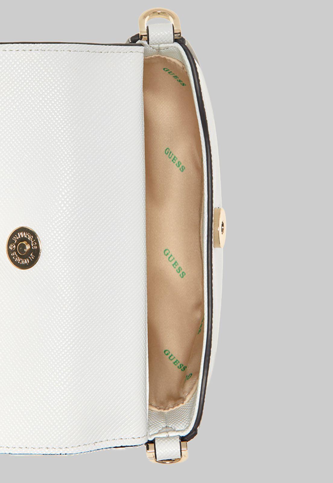 Mini Cartera Guess Eco Ivy Mini Top Handle Flap Whi Blanco-3