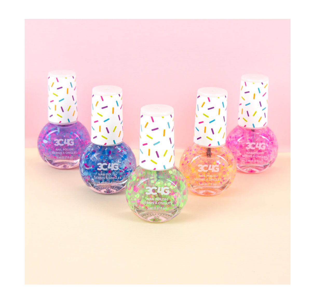 Set 5 esmaltes de uñas para niñas confetti Make it real-3