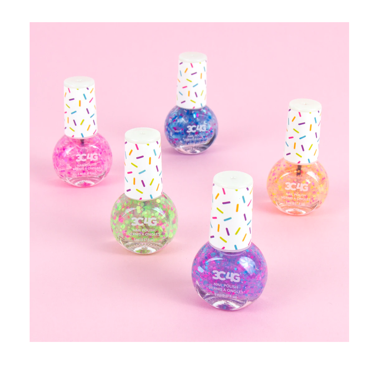 Set 5 esmaltes de uñas para niñas confetti Make it real-1