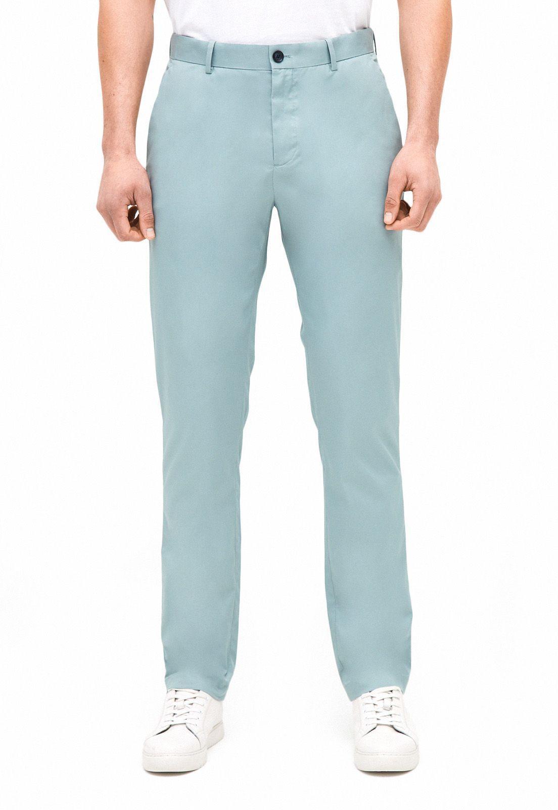 Pantalón liso slim fit verde-0