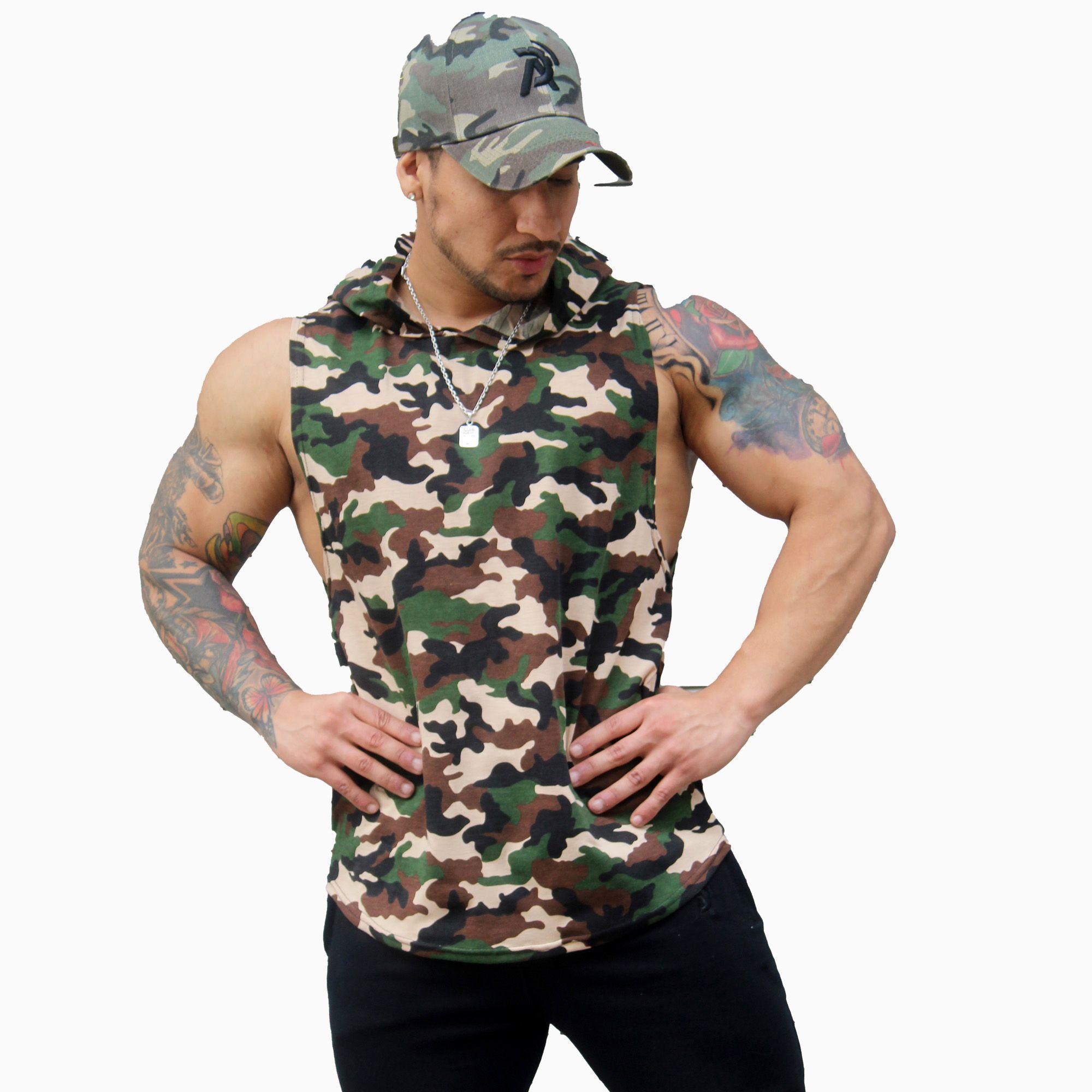 Polera Musculosa Con Capucha Camuflado-0