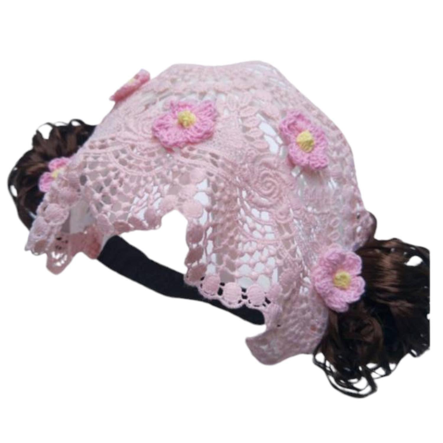 DIADEMA CON PELO ROSADA-0