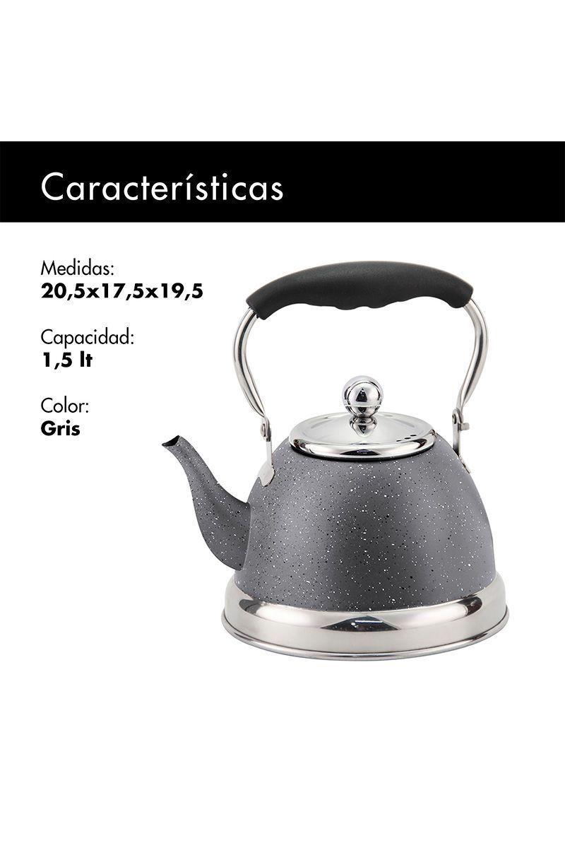 Tetera Acero Inoxidable 1,5 Litros Gris-2