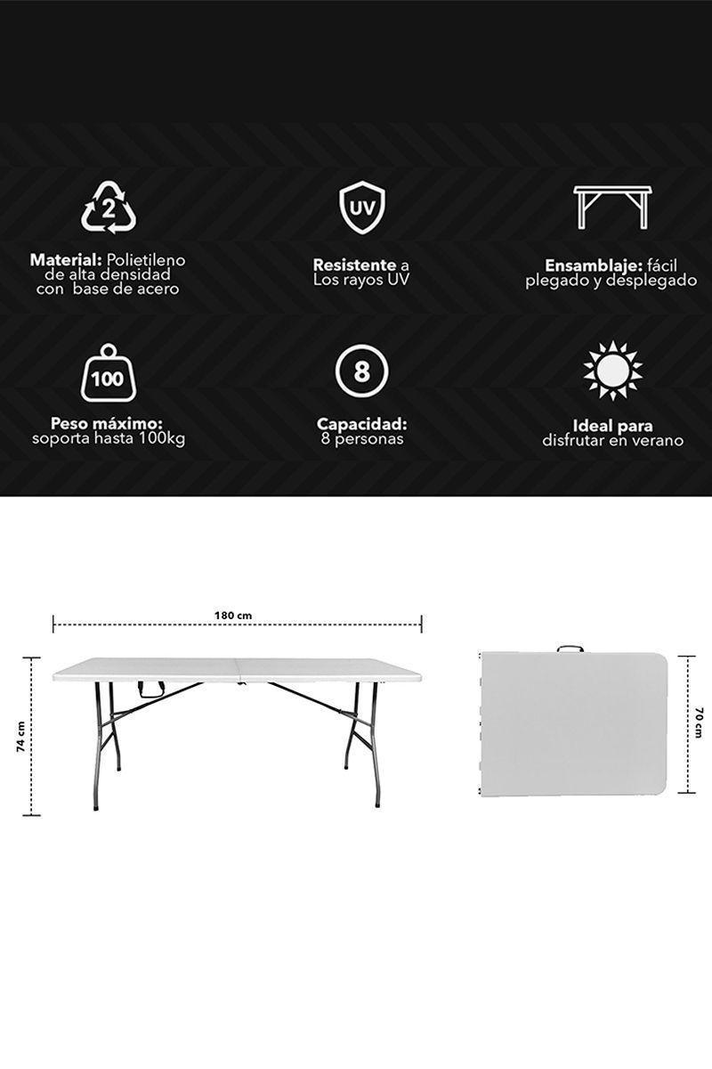 Mesa Plegable Tipo Maleta 74 X 70 X 180 cm-2