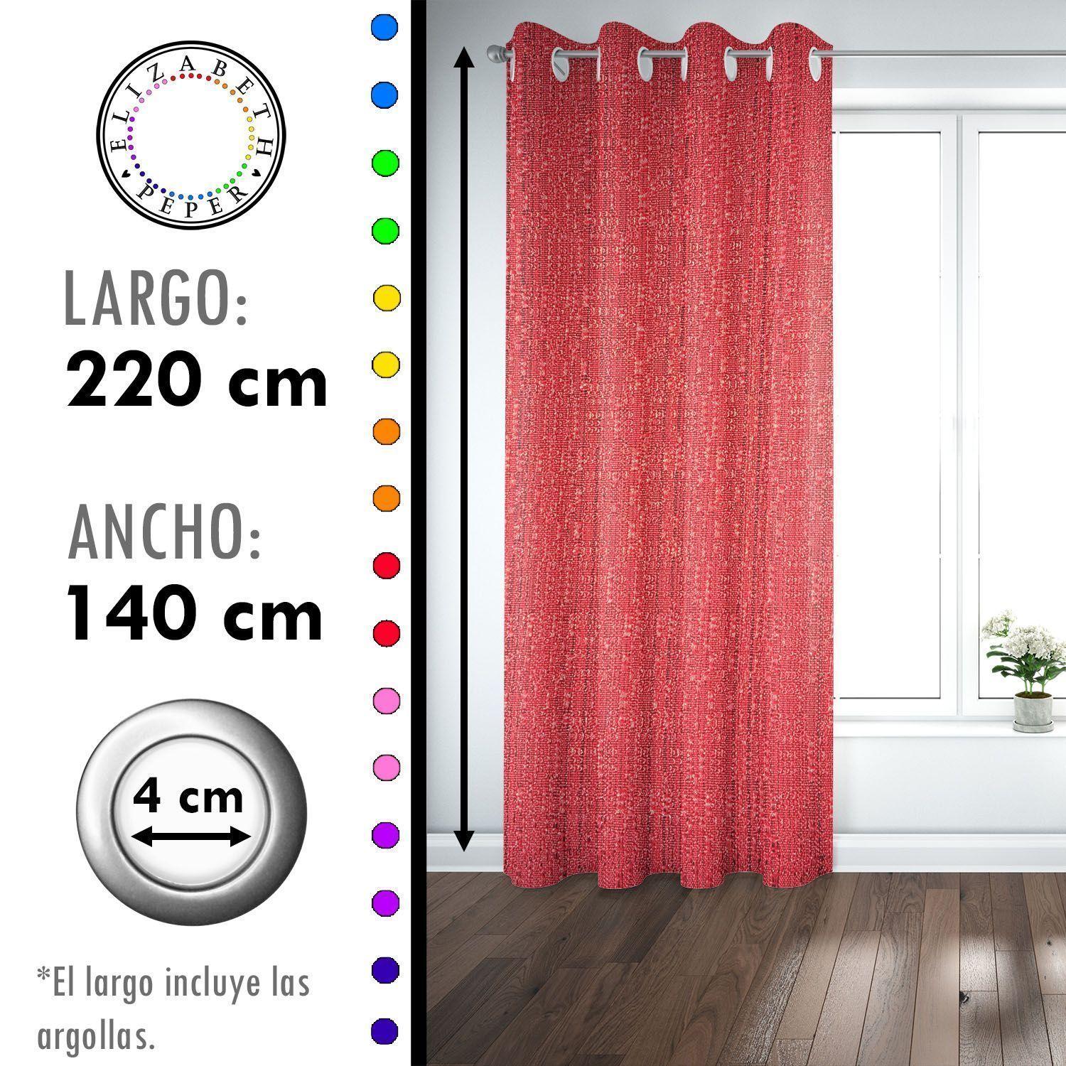 SET DE CORTINAS HOGAR 2 PAÑOS DE 140 X 220 CM ROJO-2