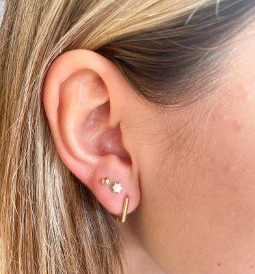 Aros mini estrella lisa Bañado en Oro Philippa Joyas-1