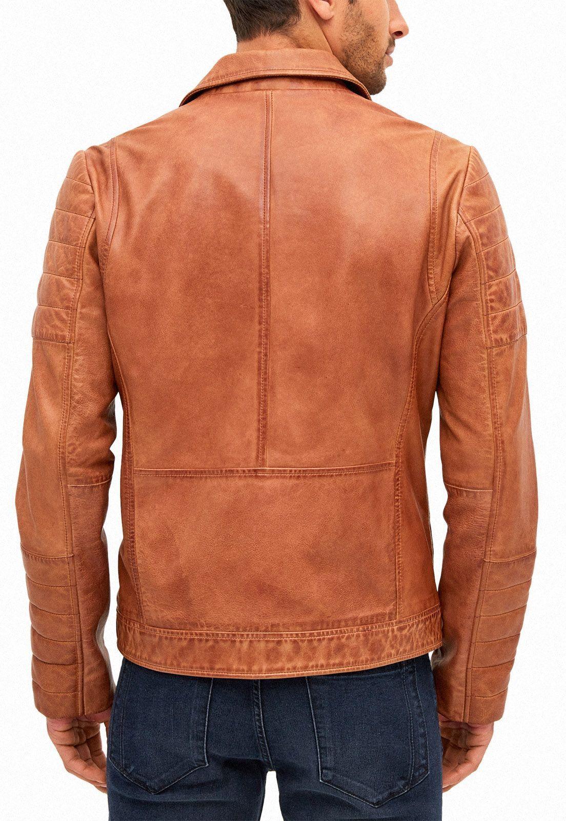 Chaqueta de cuero biker cognac-1
