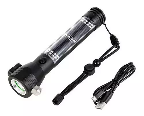 Linterna Led Recargable Solar T09 Rompe Vidrios -3
