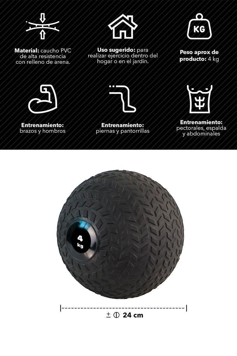 Slam Ball Pro Tire Medicinal 4 Kg Negro-2