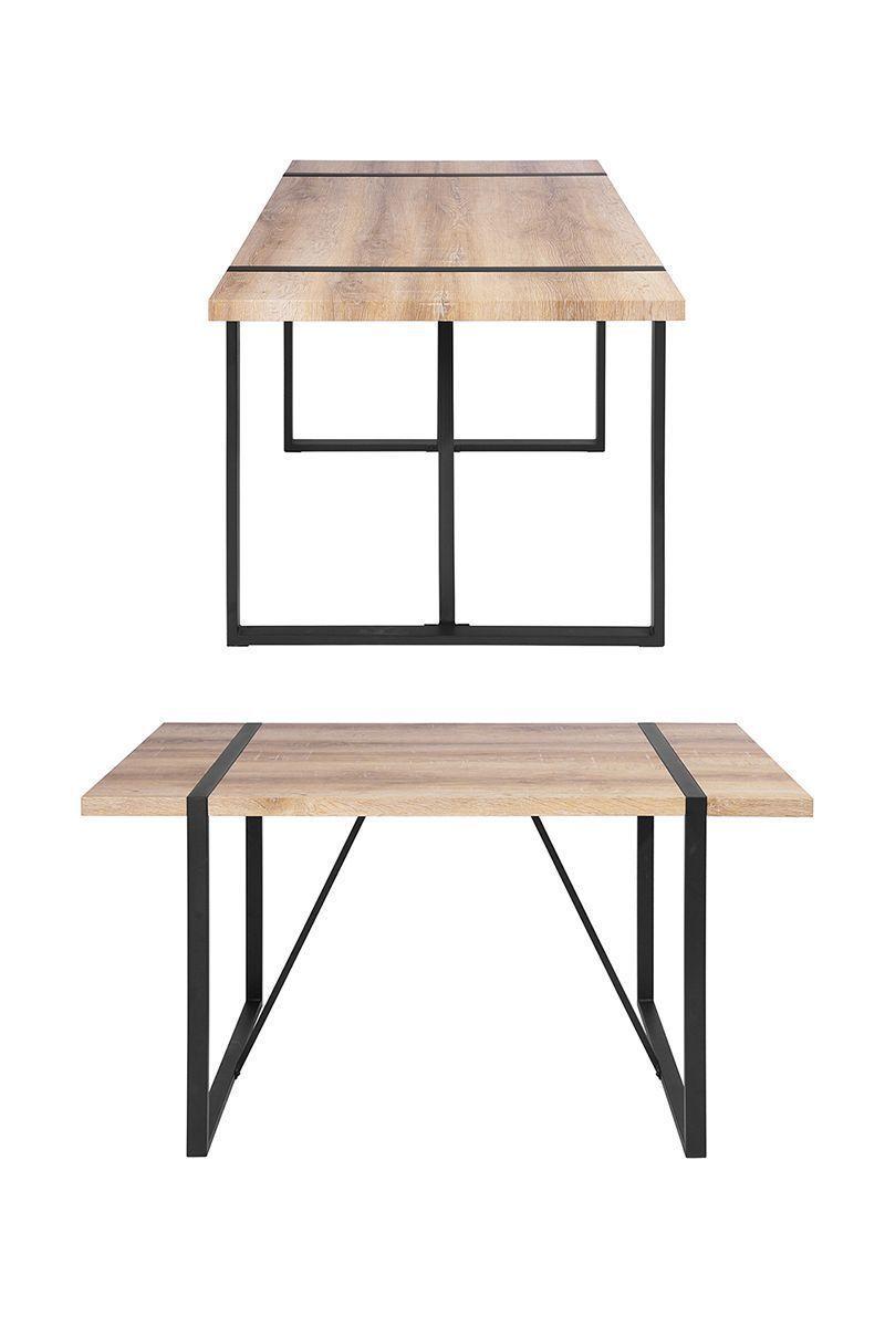 Mesa de Comedor con Base de Metal Nogal-3