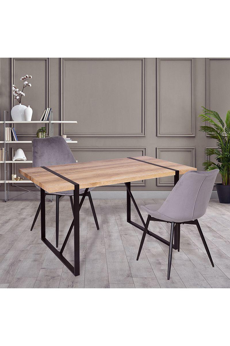 Mesa de Comedor con Base de Metal Nogal-1