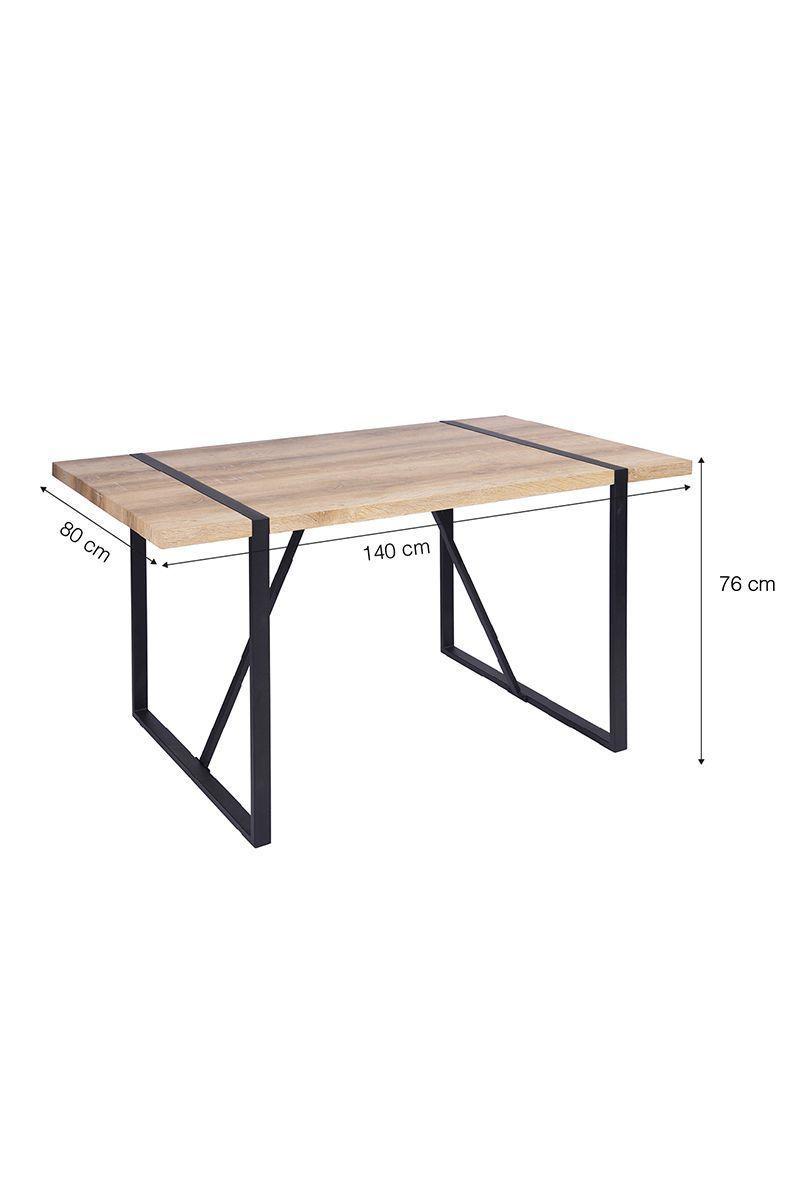 Mesa de Comedor con Base de Metal Nogal-2