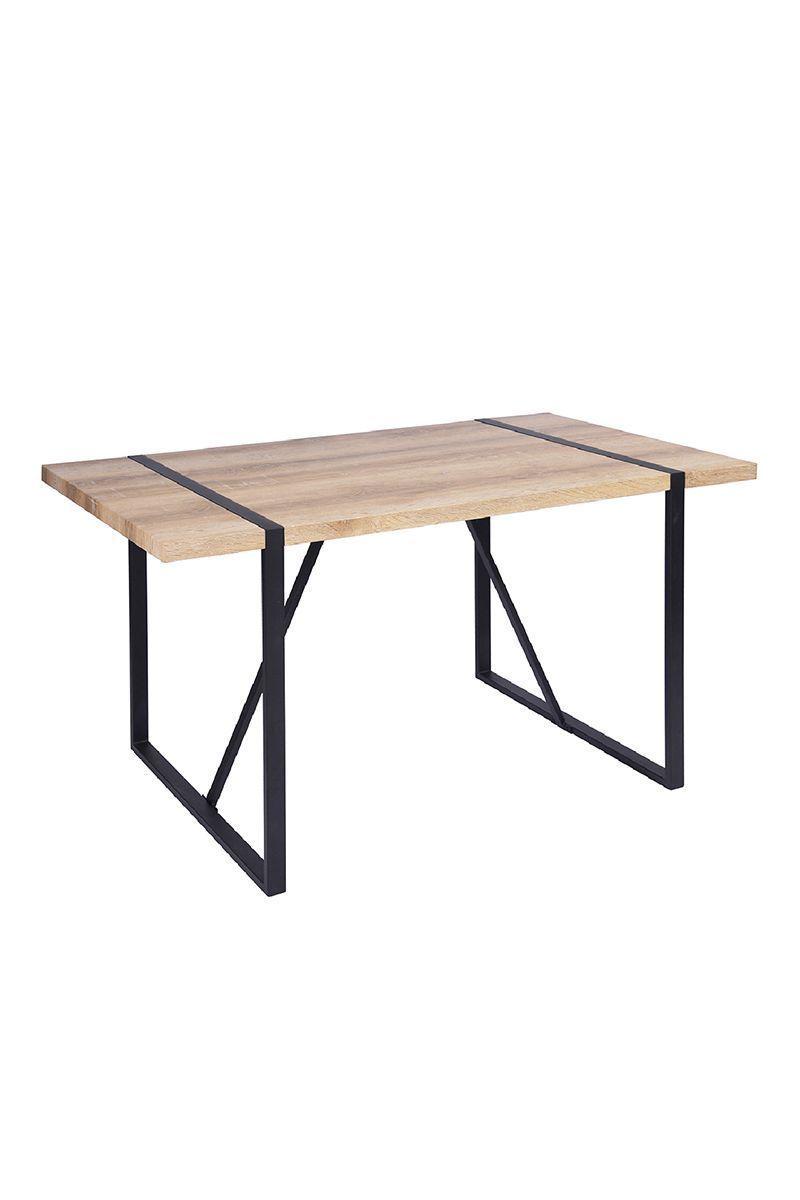 Mesa de Comedor con Base de Metal Nogal-0