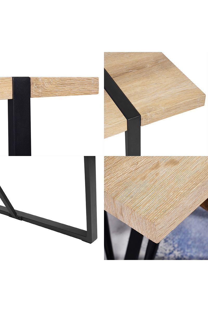 Mesa de Comedor con Base de Metal Nogal-4