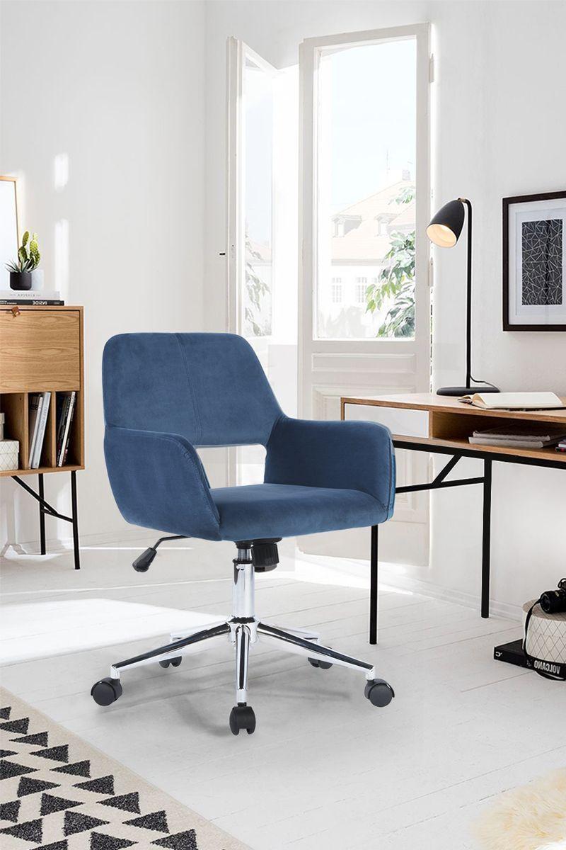 Silla Oficina Cromwell Terciopelo Azul-1