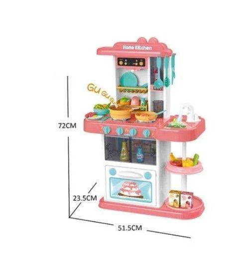 Cocina 72cm De Alto- Vapor Agua Luz Sonido 43 Accesorios Rosada-1