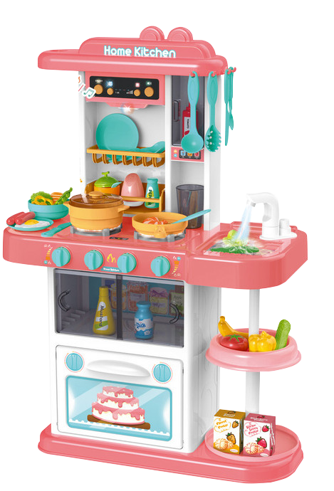 Cocina 72cm De Alto- Vapor Agua Luz Sonido 43 Accesorios Rosada-0