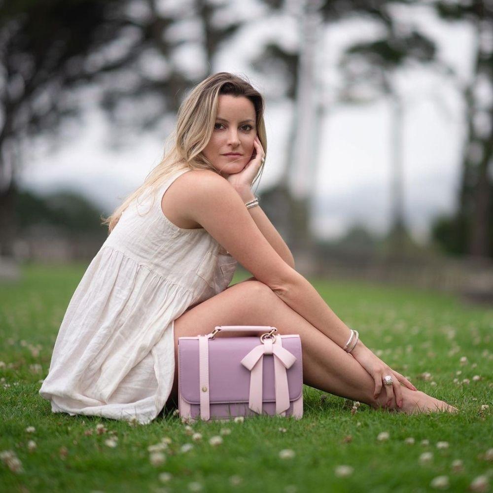 Ecosusi Maletín Bandolera con Lazo Summer Garden Romance - Morado-3