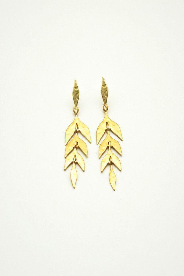 Aros Largos iD Dorados Hojas i-D-0