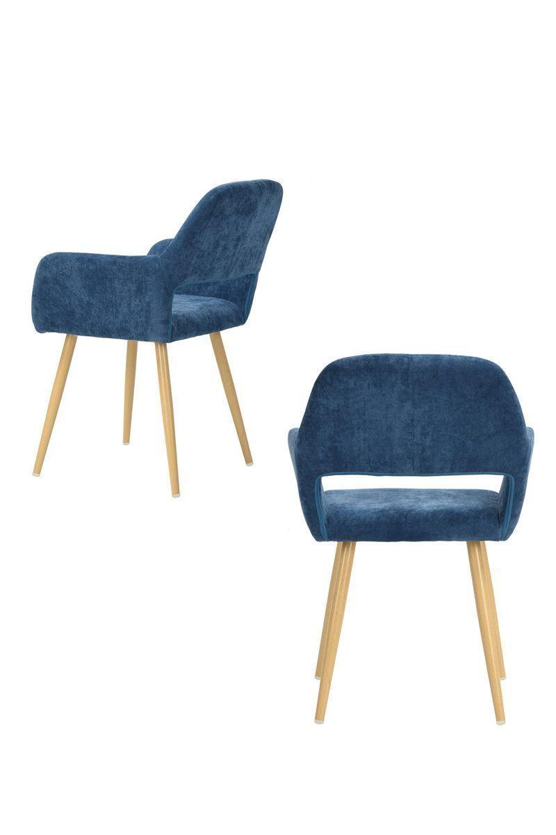 Pack 4 Silla Comedor Cromwell Terciopelo Azul-3
