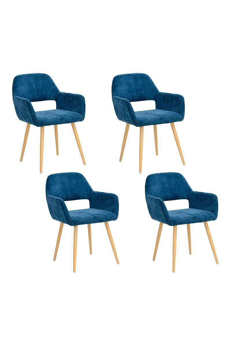 Pack 4 Silla Comedor Cromwell Terciopelo Azul-0