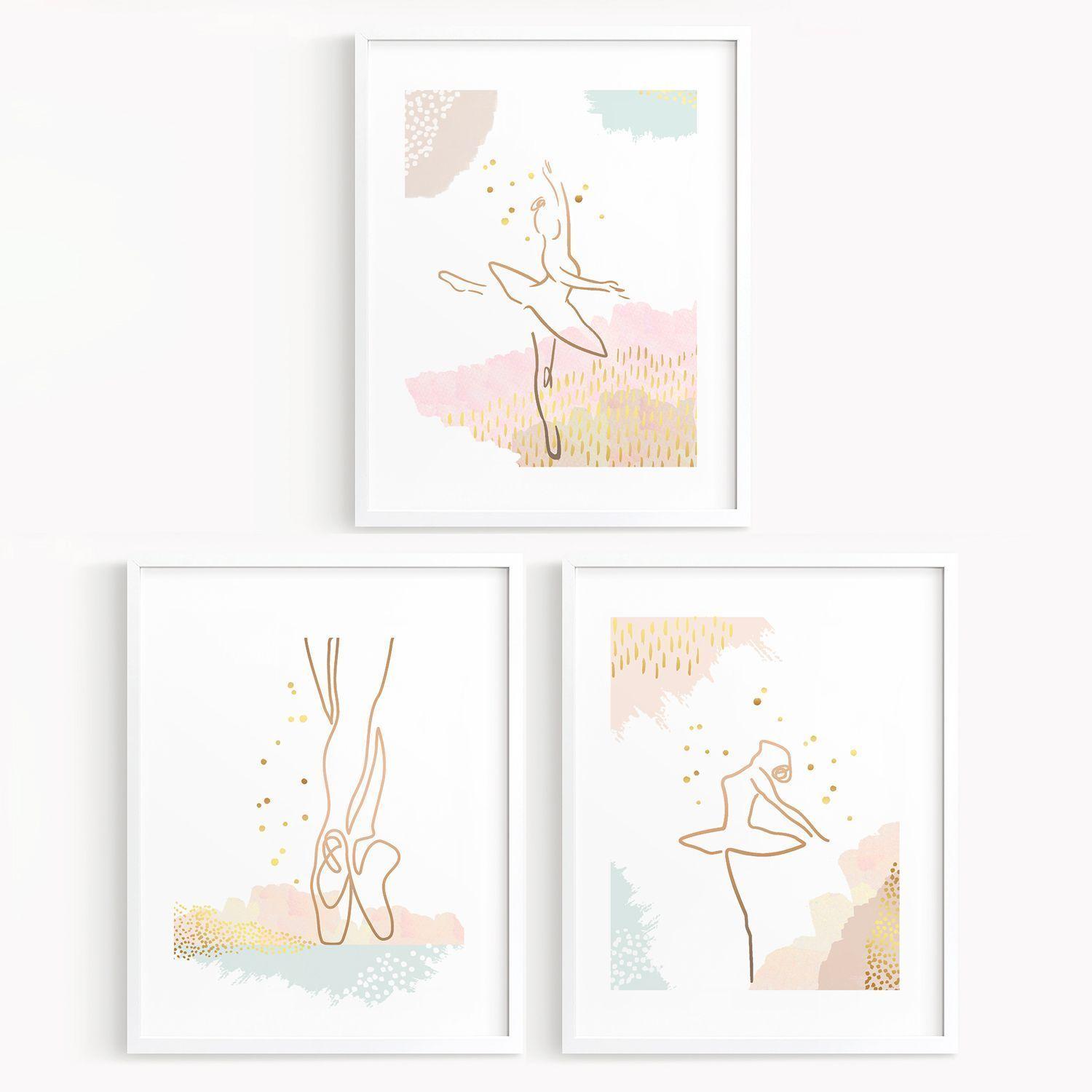 Set de 3 cuadros femeninos diseños de bailarinas-0