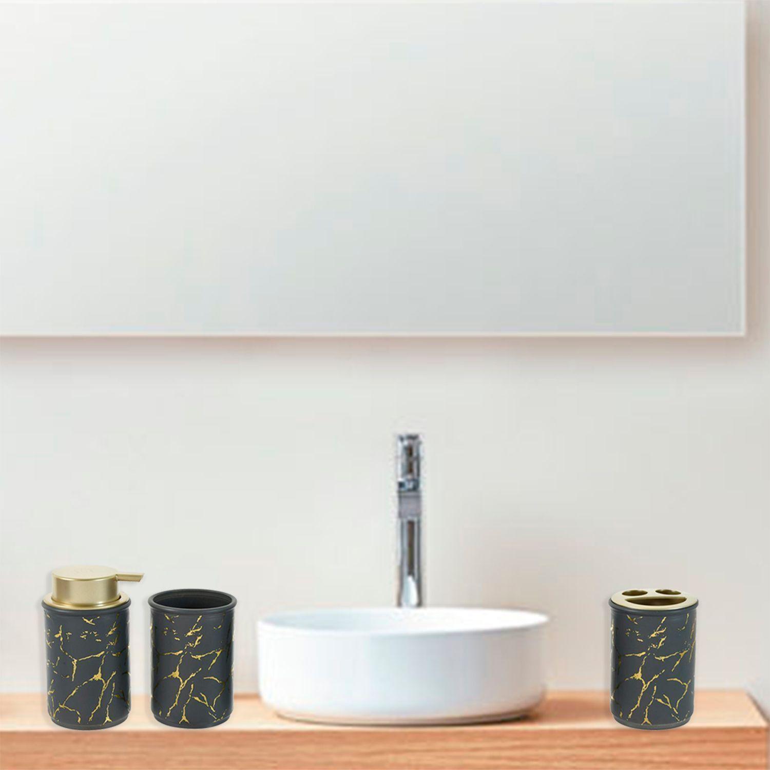 Set de Baño Marmoleado Gris 3 Piezas-4