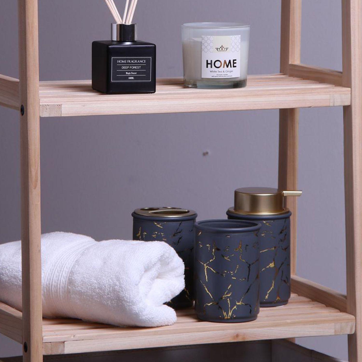 Set de Baño Marmoleado Gris 3 Piezas-3