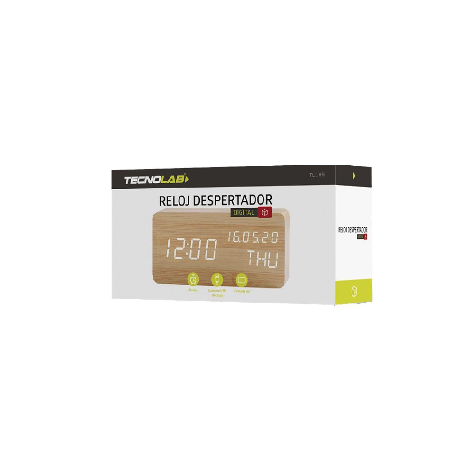 Reloj Despertador Digital Led de Madera Tecnolab-3