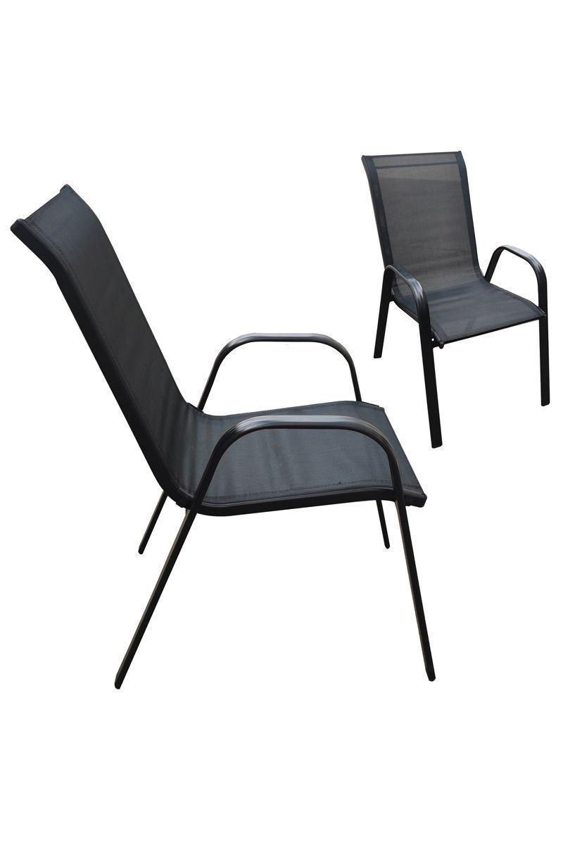 Pack 4 Sillas de Terraza Textileno y Acero Negro-3