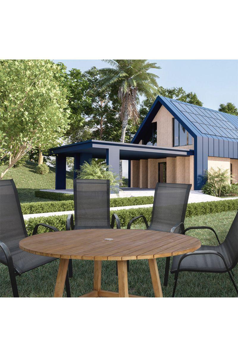 Pack 4 Sillas de Terraza Textileno y Acero Negro-5