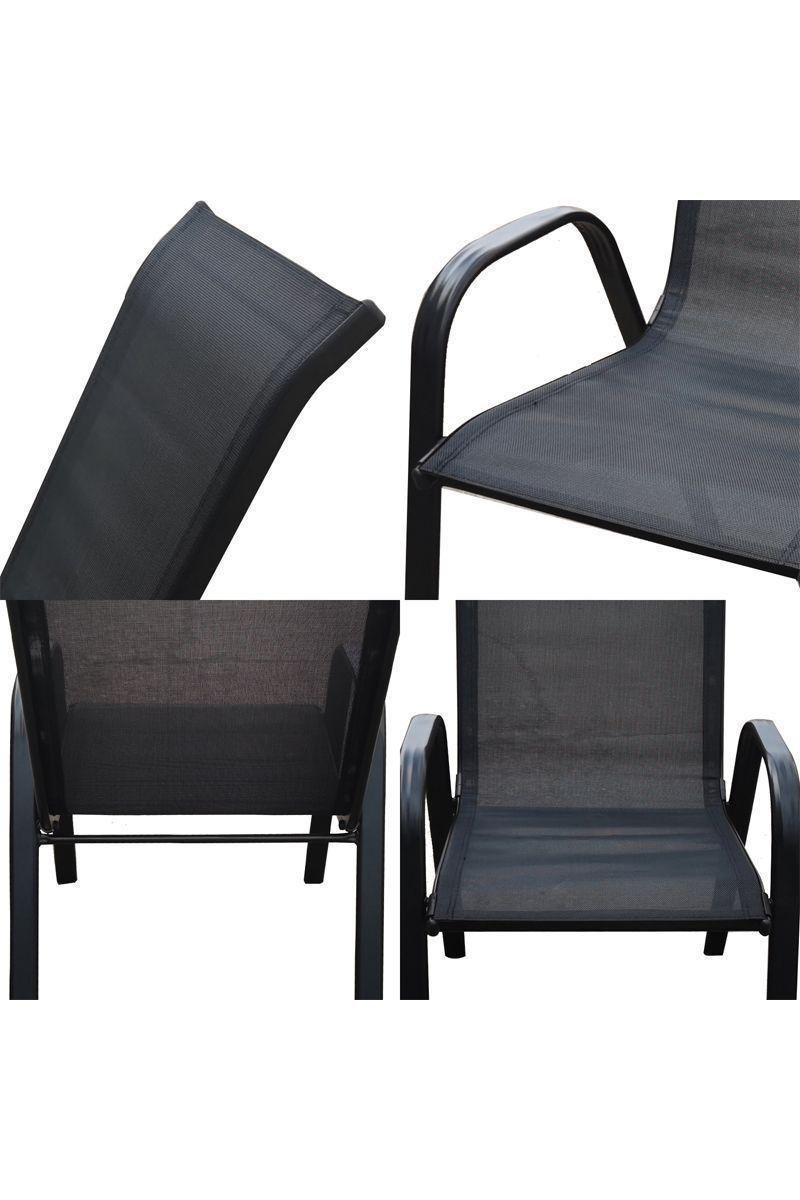 Pack 4 Sillas de Terraza Textileno y Acero Negro-4