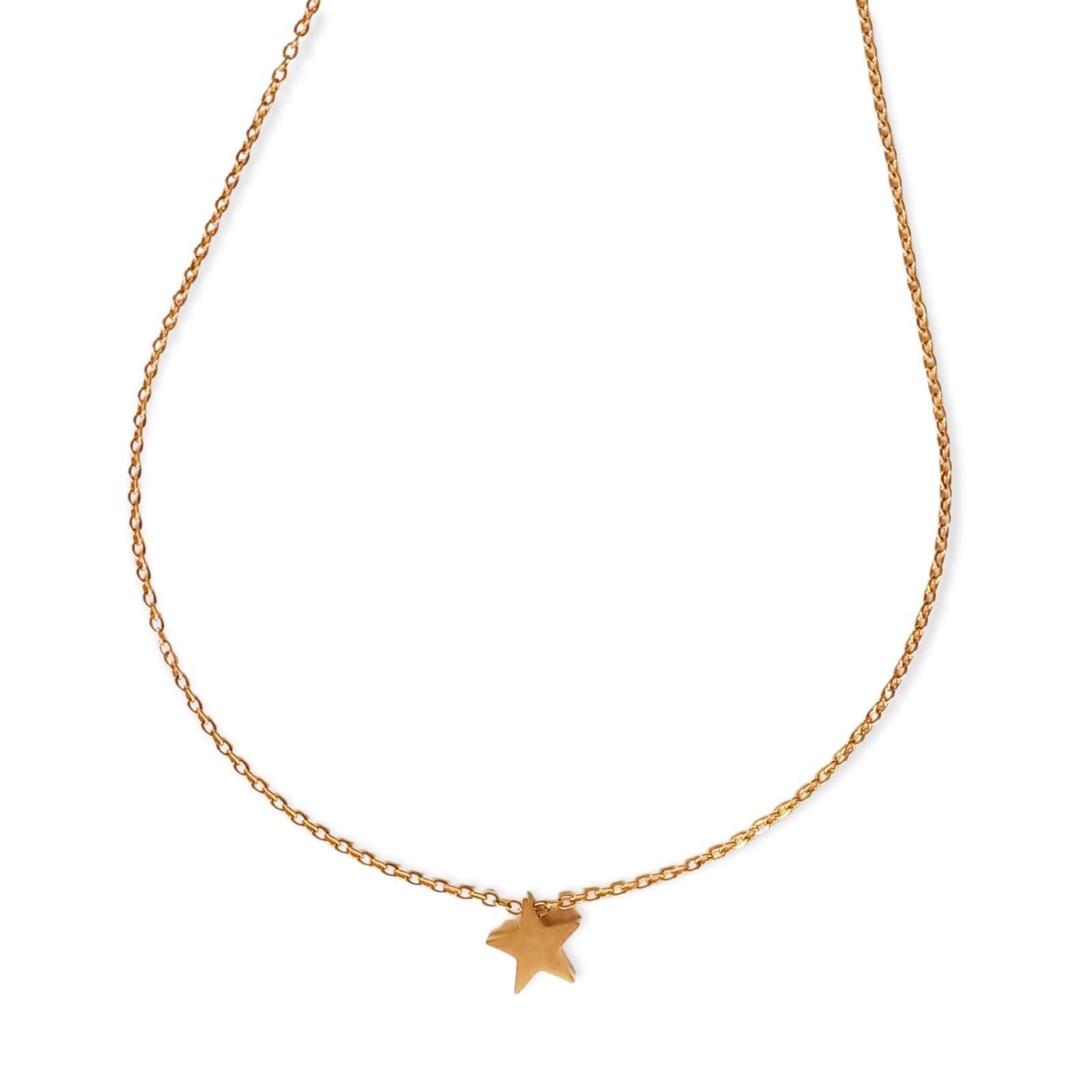 Cadena Colgante Estrella Minimalista Chapada En Oro 18k-5