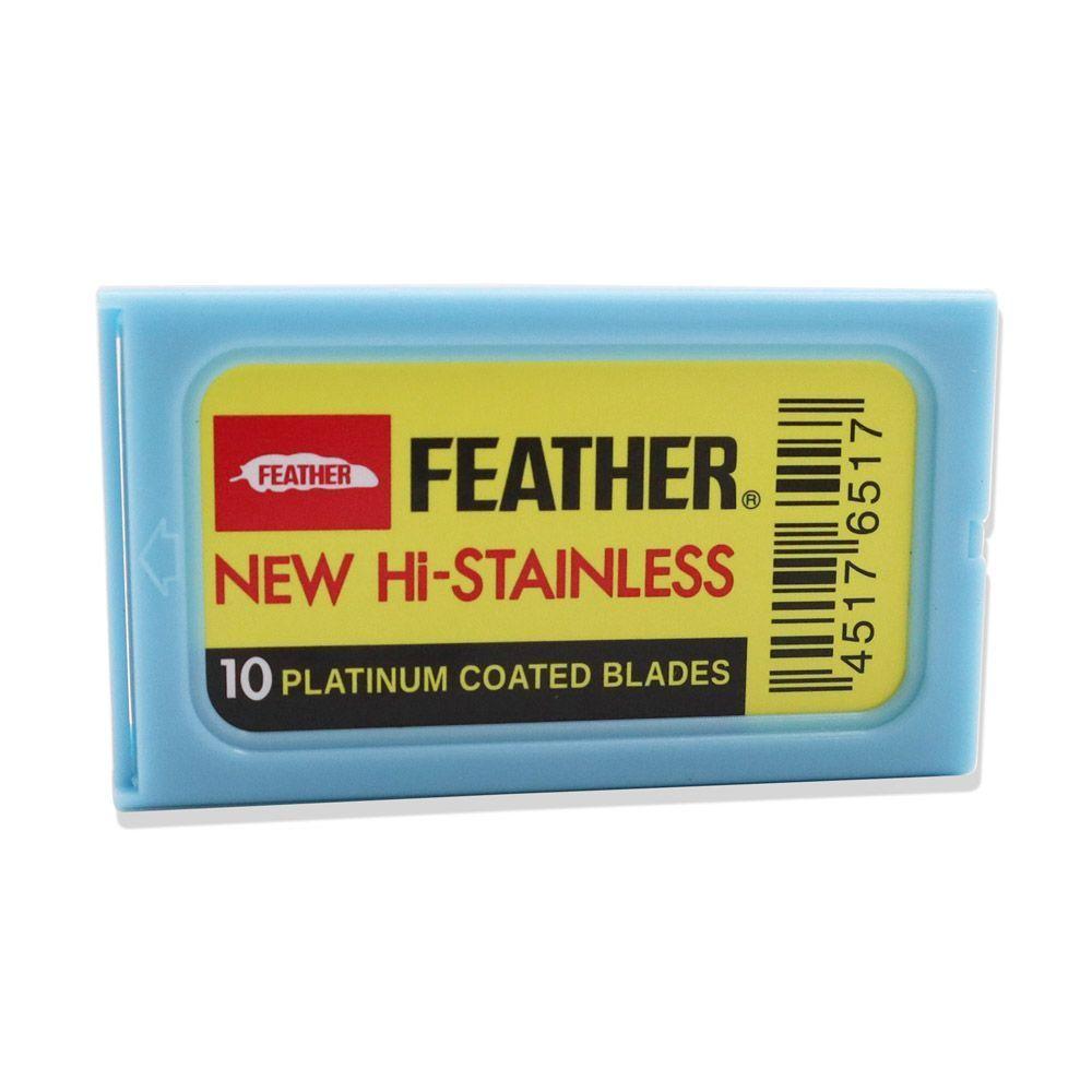 10 Repuestos de acero para navaja hoja afeitar Feather-3