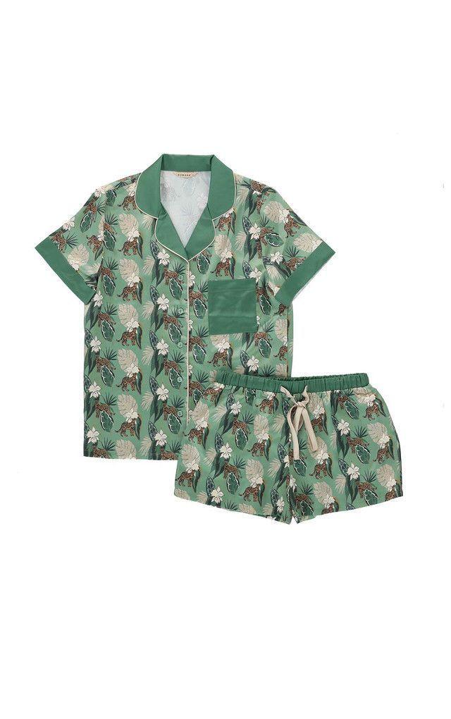 Pijama Corto Set Jungla Jaguar Verde Humana-0