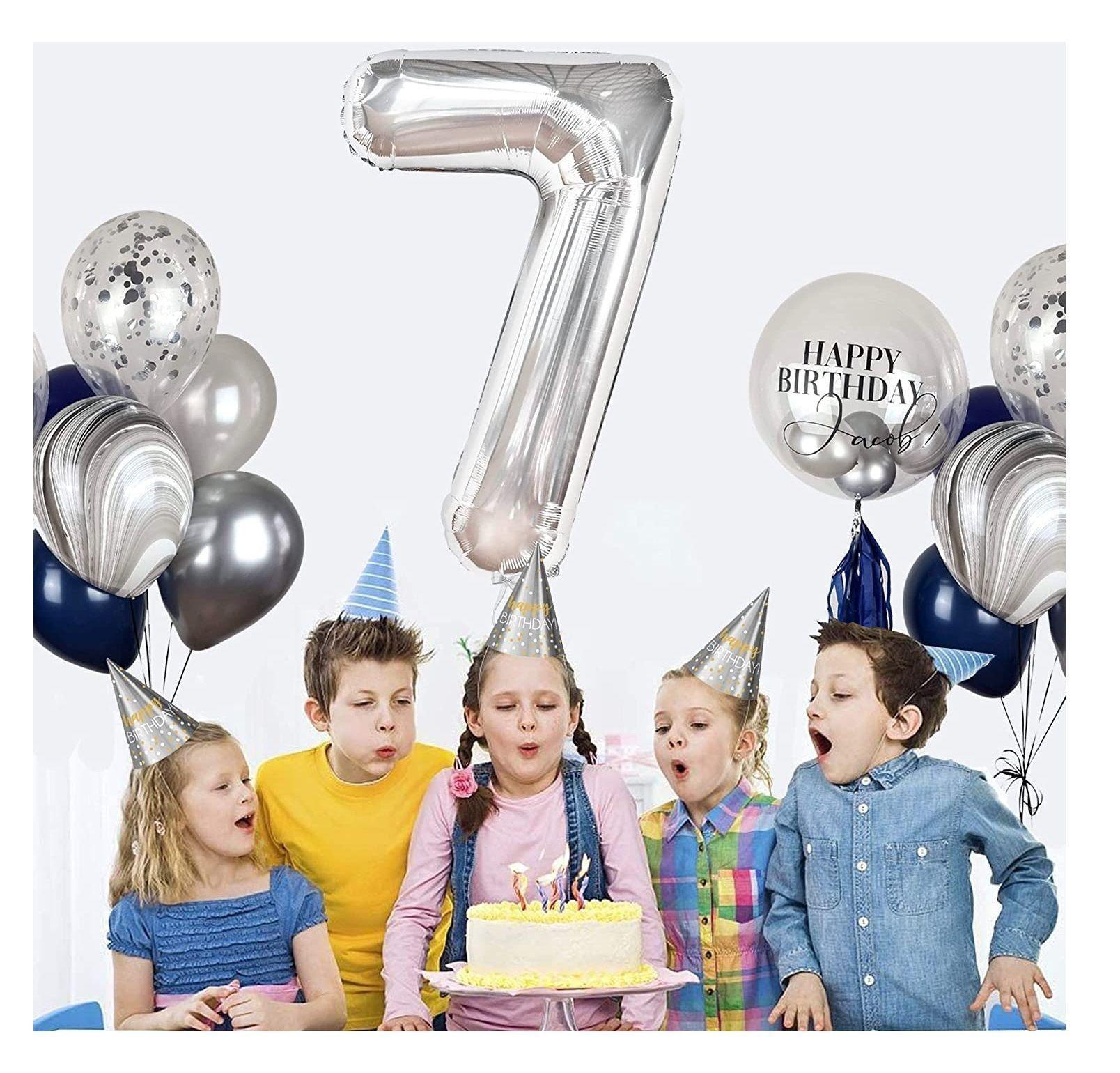 Globo Forma De Numero Globo Metalico Plateado Grande 7 80cm 100074-7-5