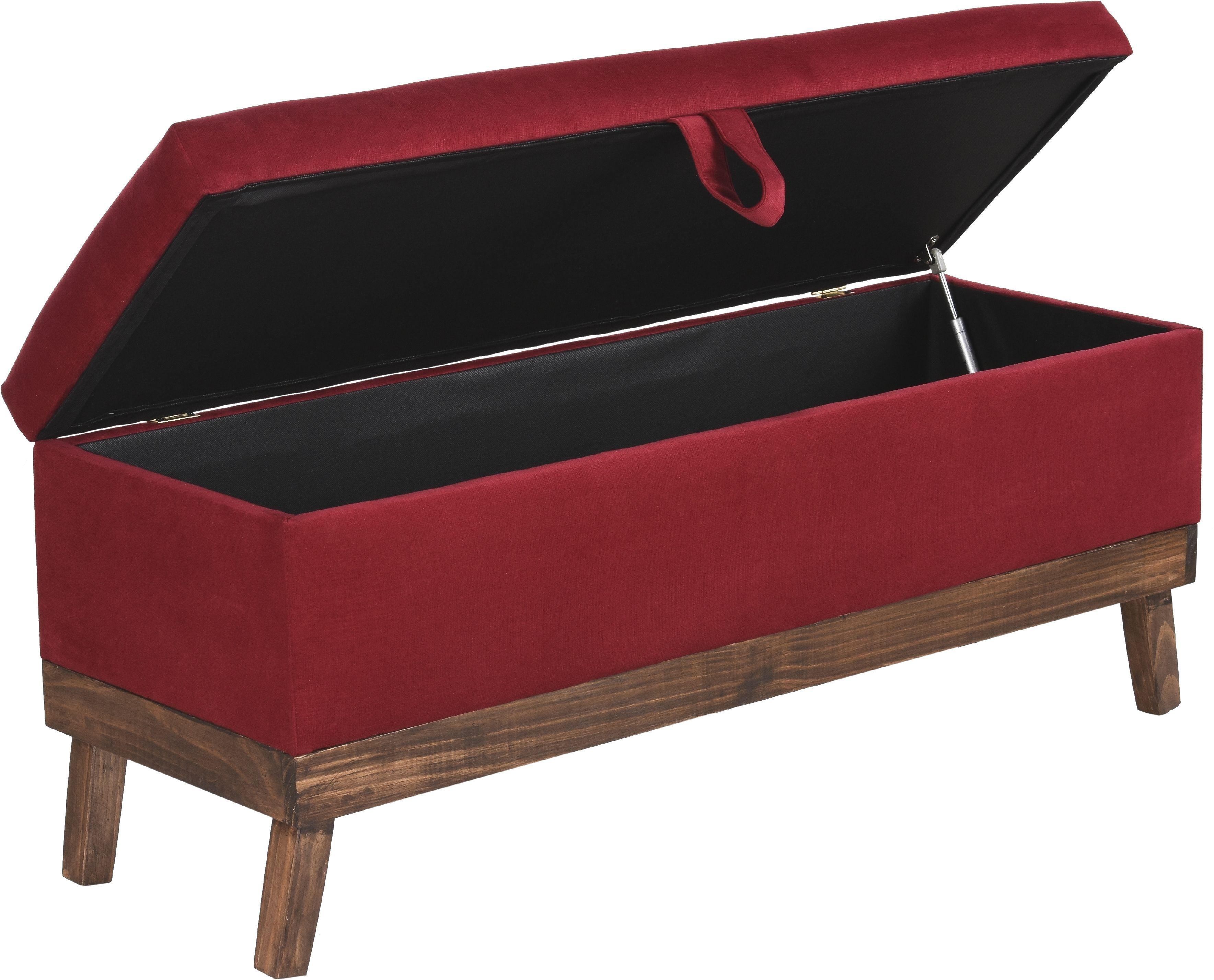 Banqueta con Baúl Incy Rojo Felpa 120x40x50 cm Máxima Design-2