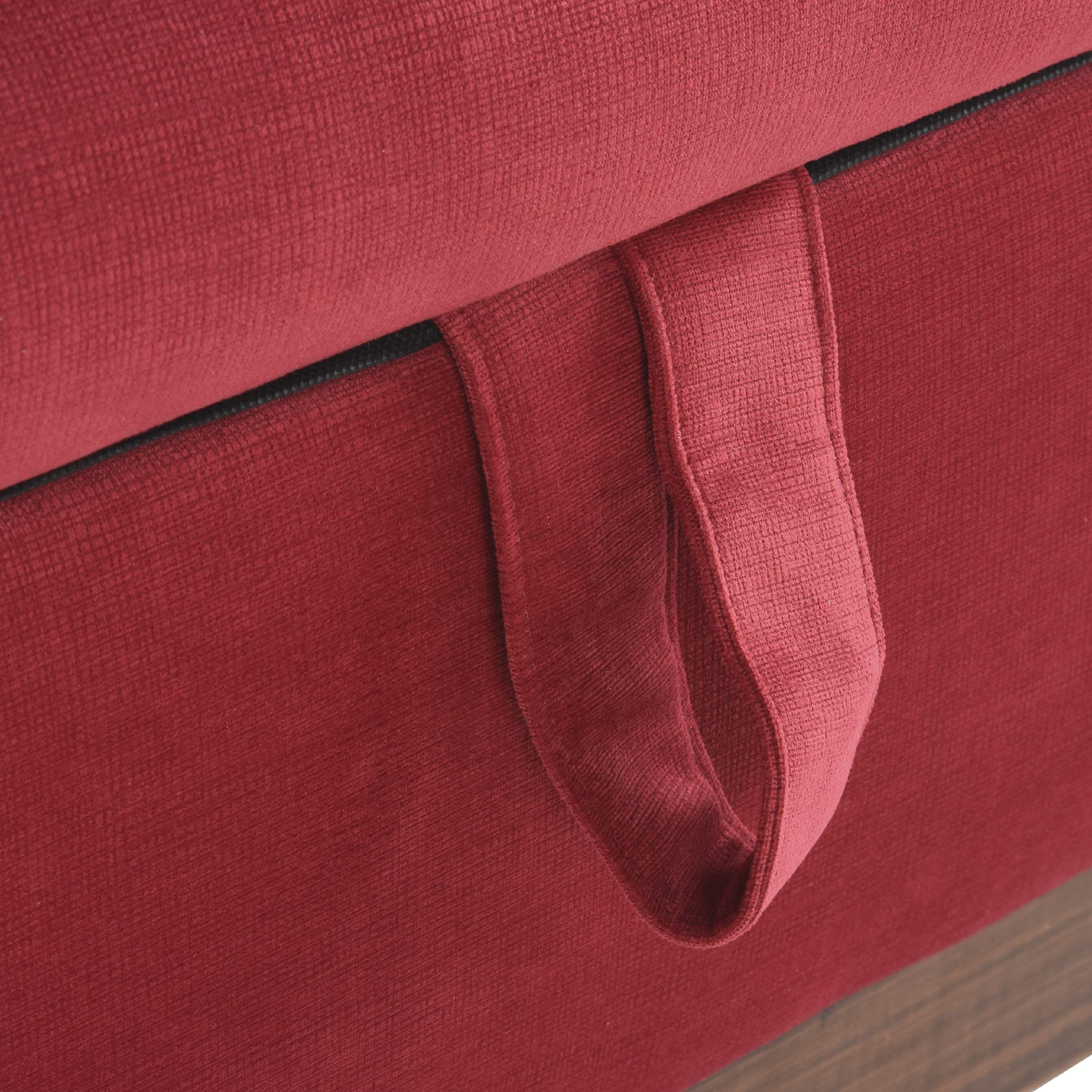 Banqueta con Baúl Incy Rojo Felpa 120x40x50 cm Máxima Design-4