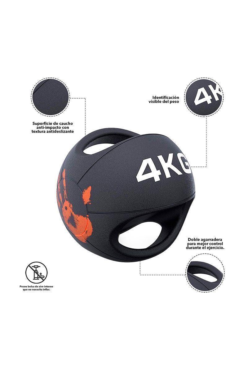 Balón Medicinal Doble Agarre 4 Kg Negro-3
